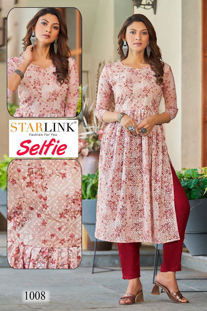 Starlink Selfie Wholesale Georgette Designer Kurtis Catalog